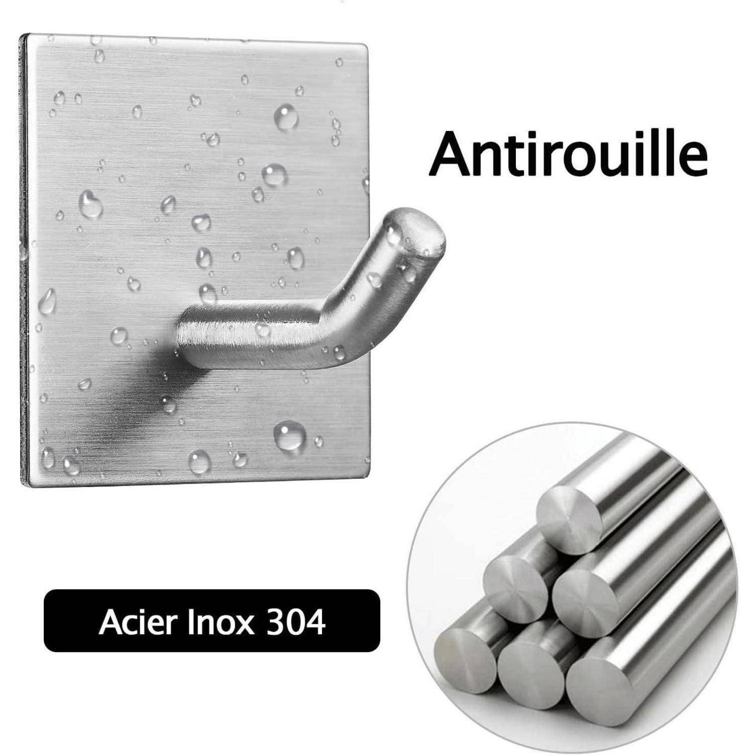 Das Bild zeigt einen Metallhaken mit Wassertropfen, die mit „Antirouille