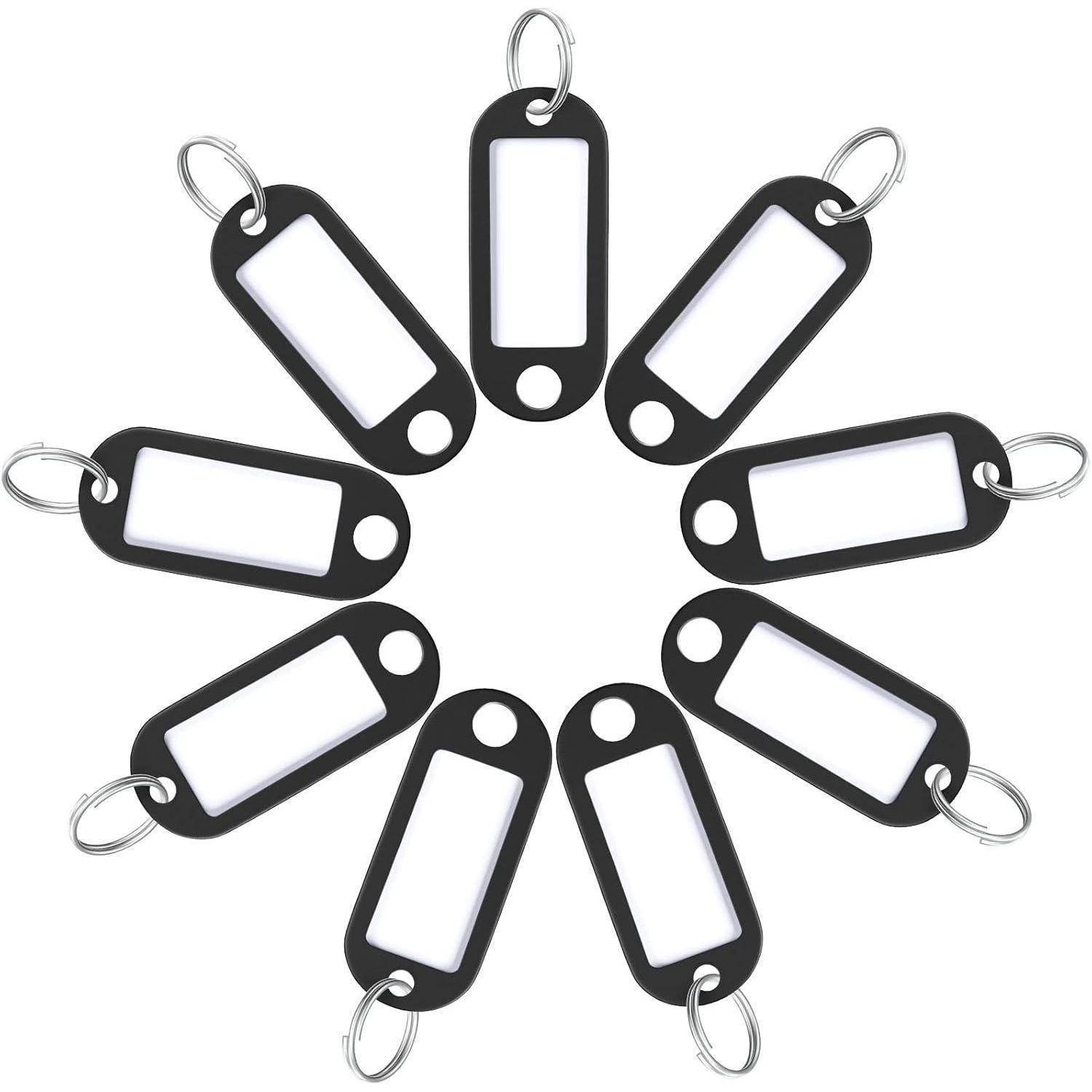 20er Pack Schlüsselanhänger 5 cm Schwarz Weichplastik-Etiketten