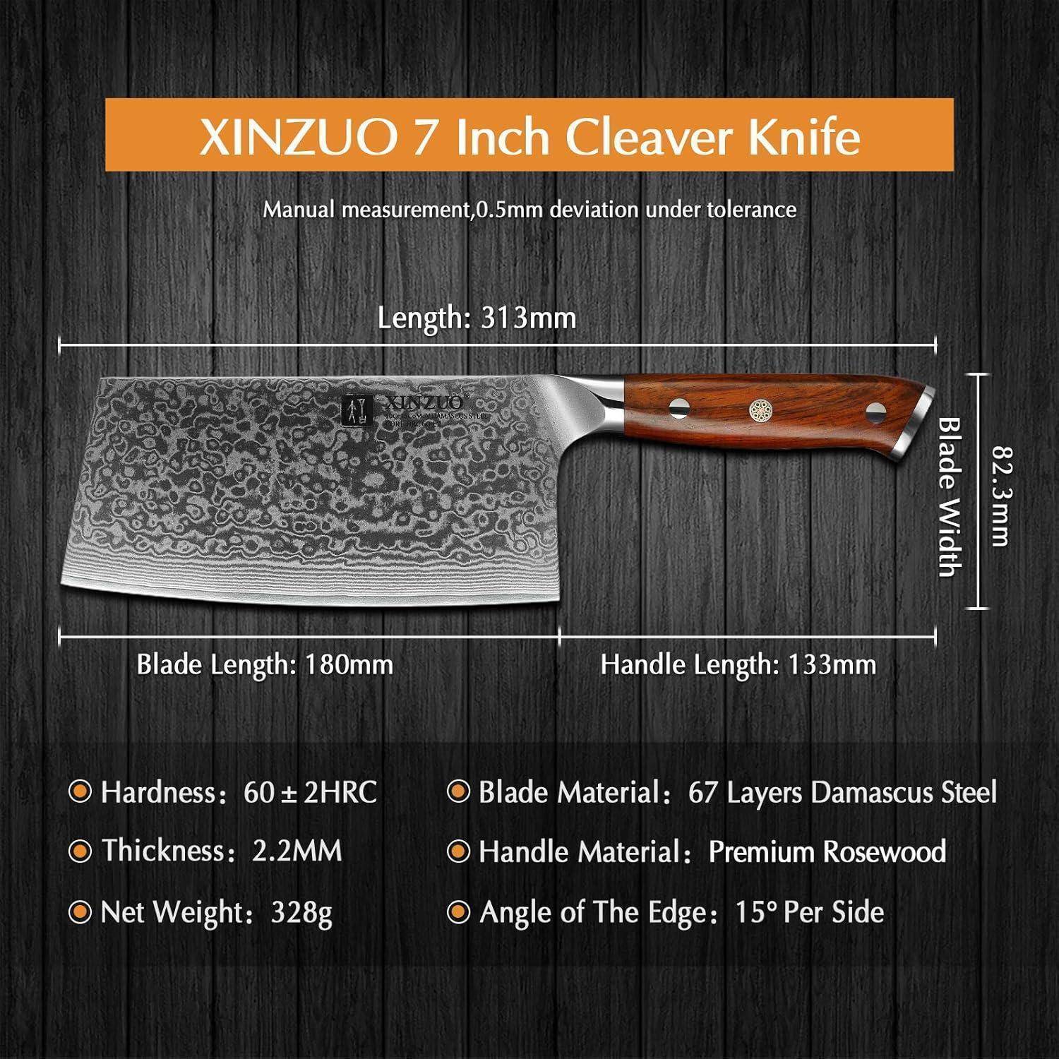 Hackmesser Damaststahl 18cm Chinesisches Profi Küchenmesser mit