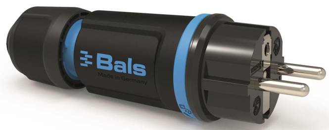 Ein schwarzes zylindrisches Objekt mit blauen Akzenten, auf dessen Seite der Text 