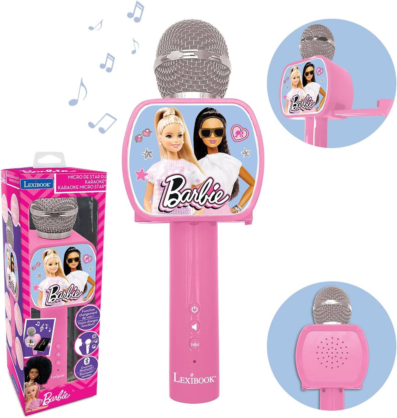 Lexibook Barbie Bluetooth-Mikrofon mit Stimmwechselfunktion Telefonhalter Rosa