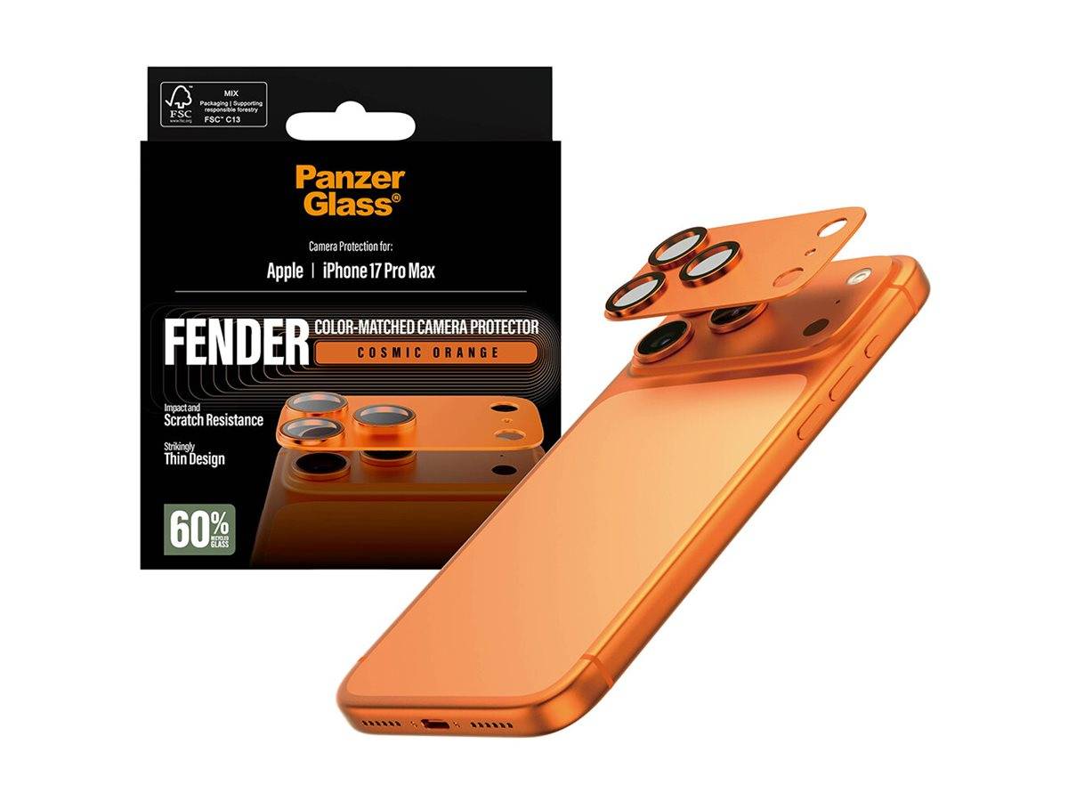 Schutzglass Fender Kameraschutz aus gehärtetem Glas für iPhone 17 Pro Max – Orange