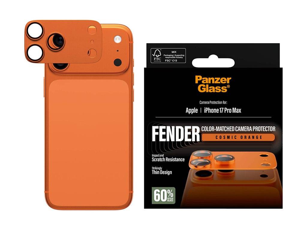 Schutzglass Fender Kameraschutz aus gehärtetem Glas für iPhone 17 Pro Max – Orange