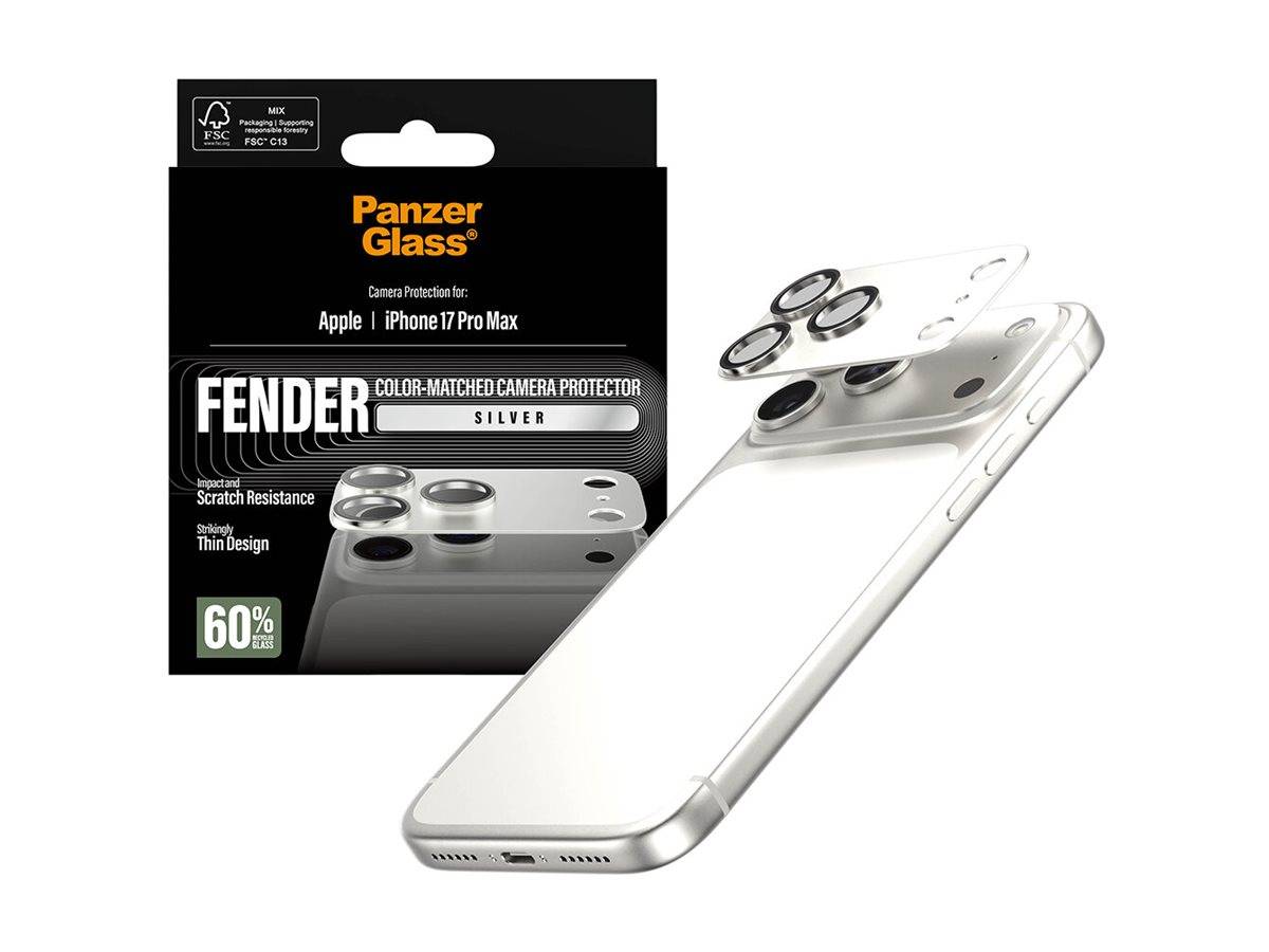 Schutzglass Kotflügel-Kameraschutz für iPhone 17 Pro Max – Silber