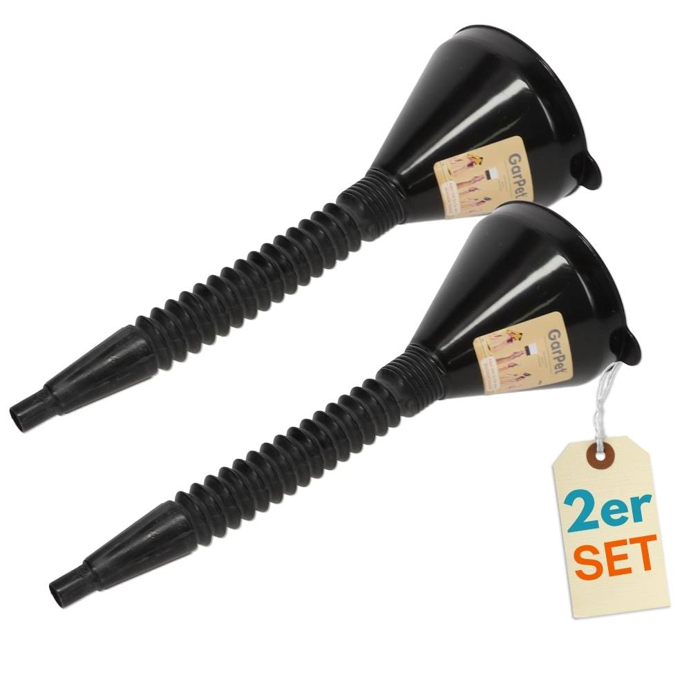 2er Set Trichter Groß Trichter mit Schlauch Einfülltrichter mit Sieb Auto für AdBlue Kunststoff Öltrichter Öl Benzin Werkstatt Einfüllhilfe Öle