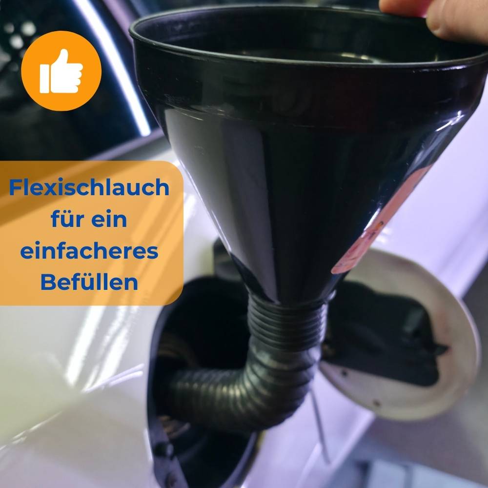 2er Set Trichter Groß Trichter mit Schlauch Einfülltrichter mit Sieb Auto für AdBlue Kunststoff Öltrichter Öl Benzin Werkstatt Einfüllhilfe Öle