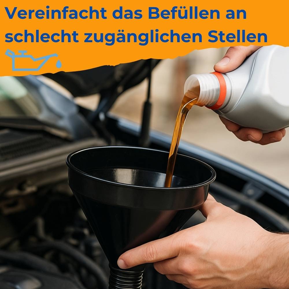 2er Set Trichter Groß Trichter mit Schlauch Einfülltrichter mit Sieb Auto für AdBlue Kunststoff Öltrichter Öl Benzin Werkstatt Einfüllhilfe Öle