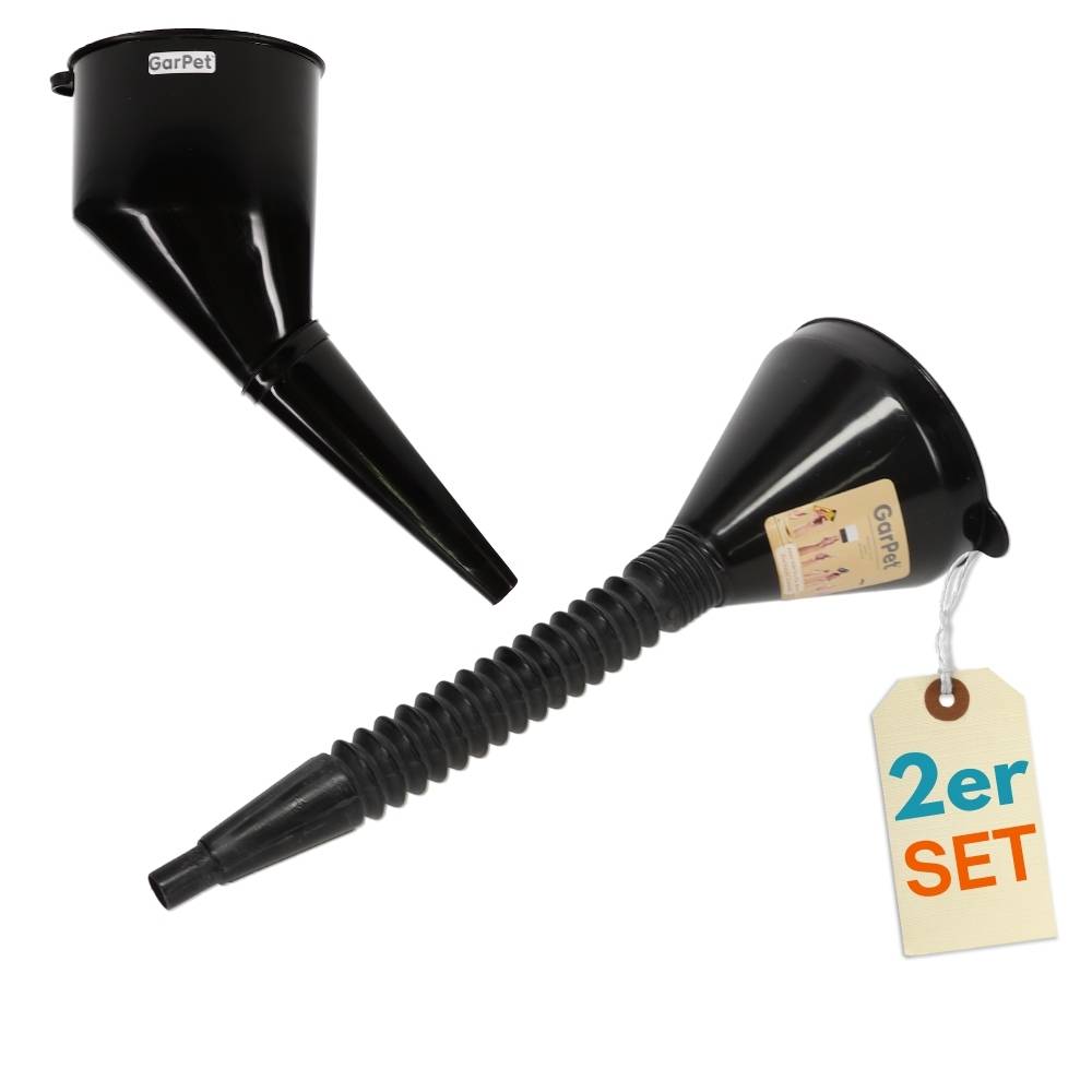 2er Set Trichter mit Schlauch und Trichter abgewinkelt Einfülltrichter mit Sieb Auto für AdBlue Kunststoff Öltrichter Öl Benzin Einfüllhilfe Öle