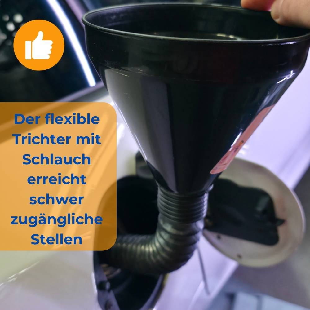 2er Set Trichter mit Schlauch und Trichter abgewinkelt Einfülltrichter mit Sieb Auto für AdBlue Kunststoff Öltrichter Öl Benzin Einfüllhilfe Öle
