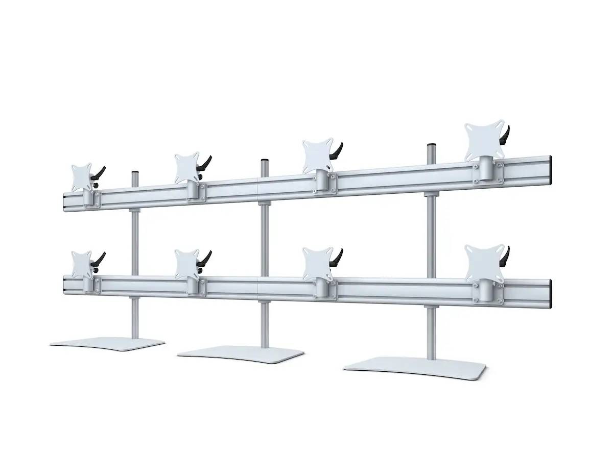 Flat-System Monitorhalter für 8 Monitore mit Tisch-Stand-Fuß 4+4 - 25''-32"