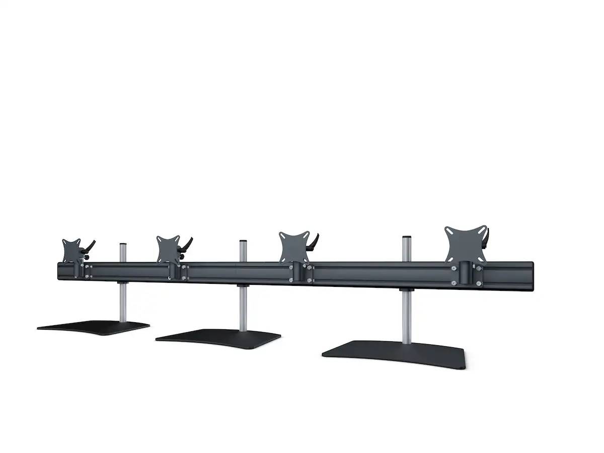 Flat-System Monitorhalter für 4 Monitore mit Tisch-Stand-Fuß 4er - 25''-32"