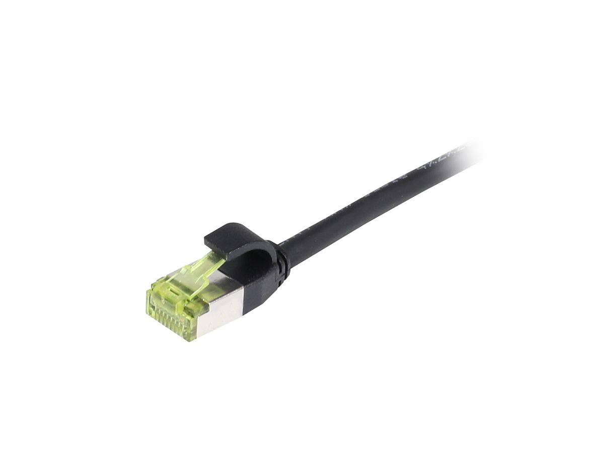 Kabel Patch-RJ45 S/FTP 500Mhz 0.5m schwarz slimline rund d=4.5mm TPE/LSZH(Superflex) AWG28 mit CAT7 Rohkabel Synergy 21