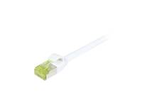 Ein weißes Ethernet-Kabel mit einem gelben Stecker, verwendet für Netzwerkverbindungen.