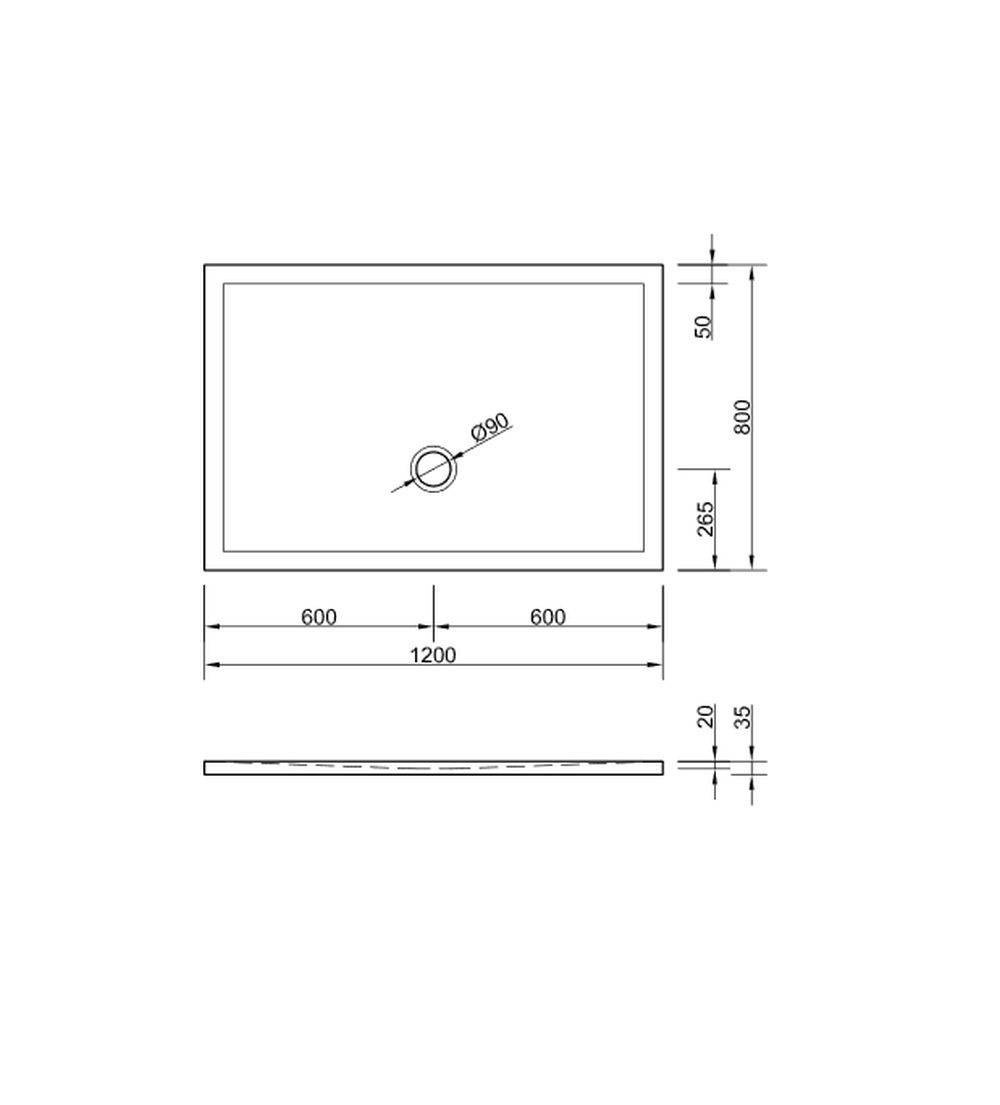 Schröder Rechteckduschwanne Flat New E 120x80x2 cm weiß