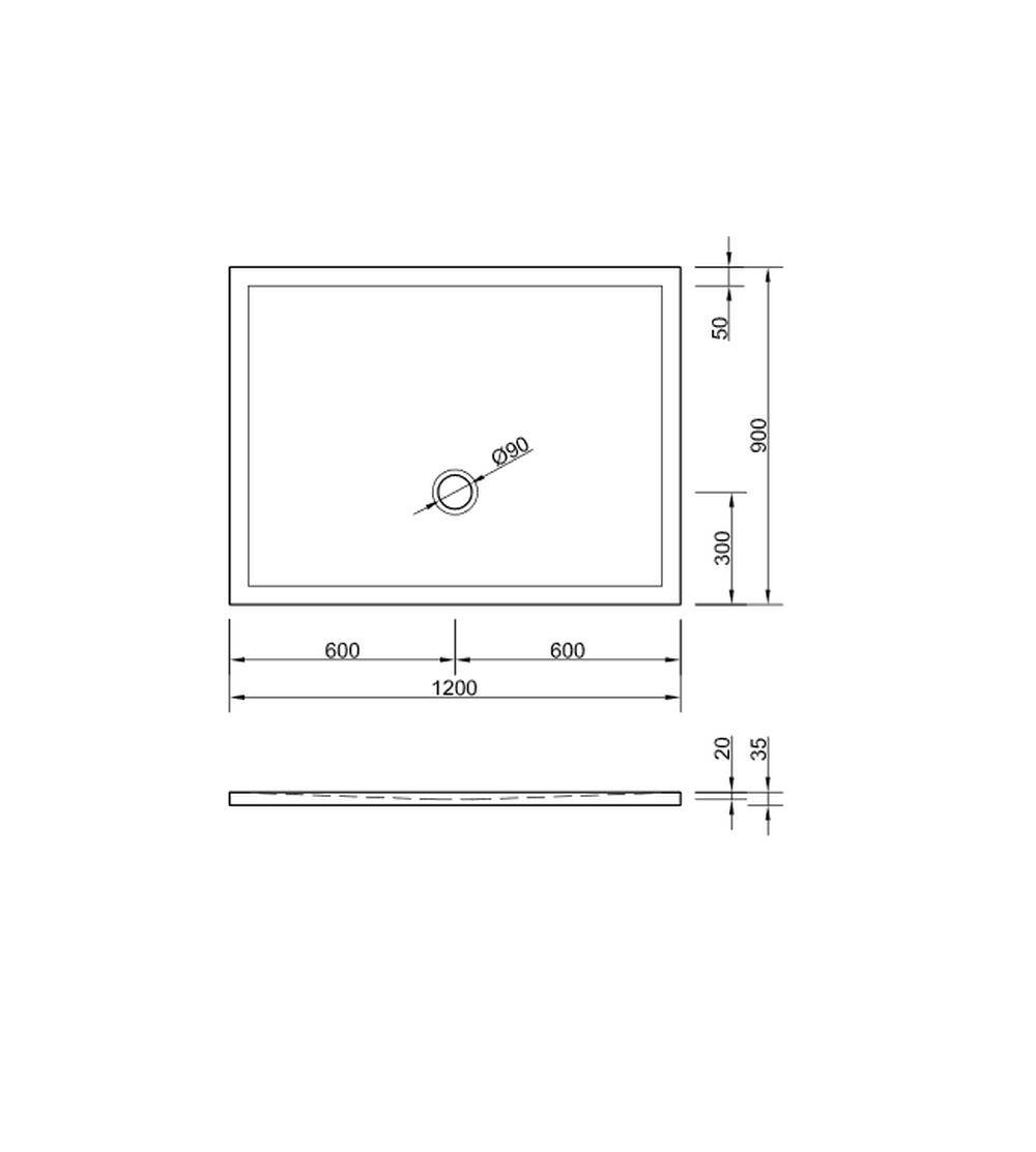 Schröder Rechteckduschwanne Flat New E 120x90x2 cm weiß