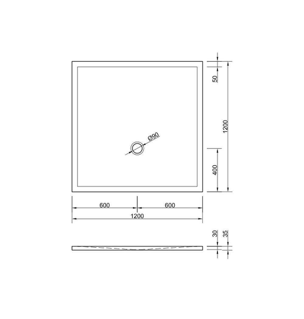 Schröder Viereck-Duschwanne Flat New E 120x120x3 weiß