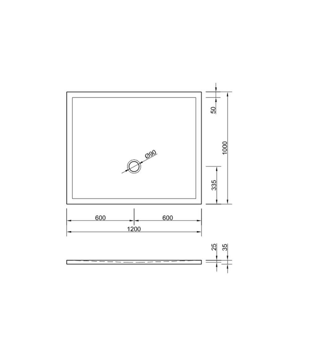 Schröder Rechteckduschwanne Flat New E 120x100x2,5 cm weiß