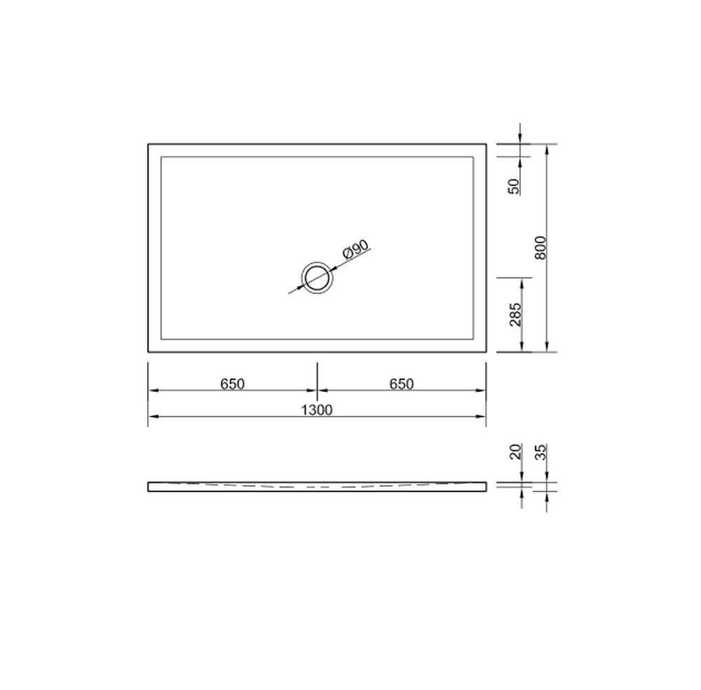 Schröder Rechteckduschwanne Flat New E 130x80x2 cm weiß