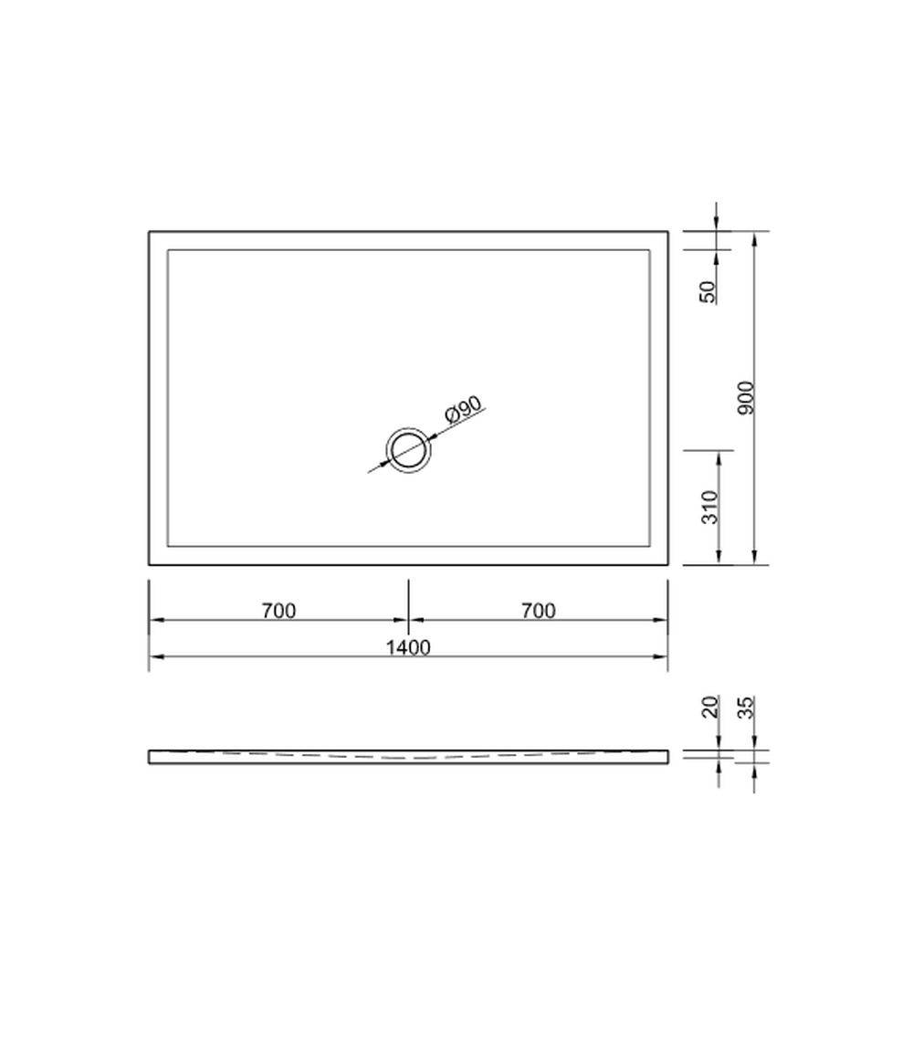 Schröder Rechteckduschwanne Flat New E 140x90x2 cm weiß