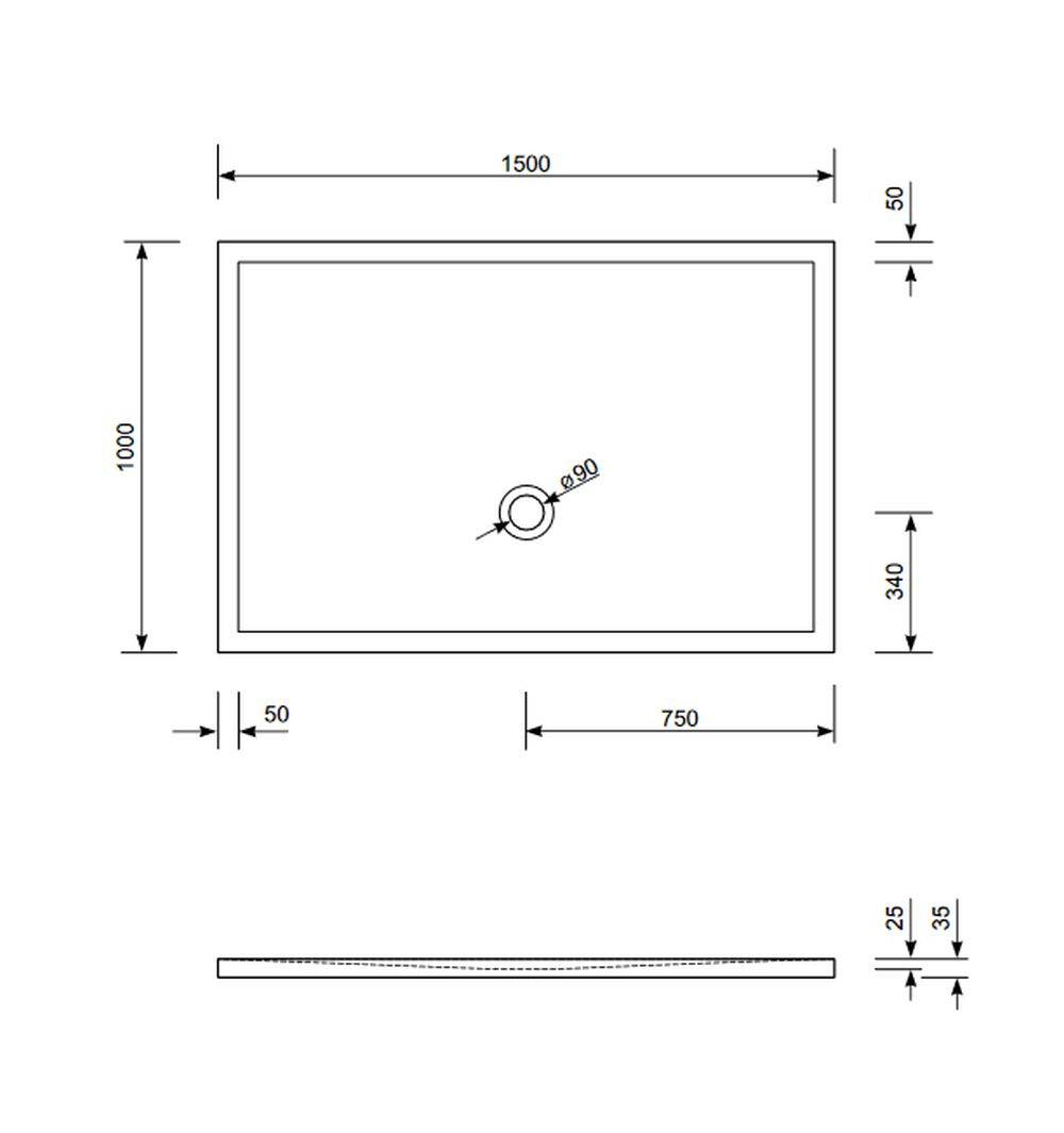 Schröder Rechteckduschwanne Flat New E 150x100x2,5 cm weiß