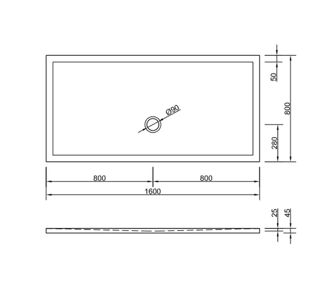 Schröder Rechteckduschwanne Flat New E 160x80x2,5 cm weiß