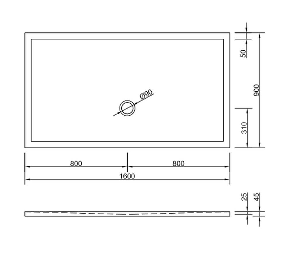 Schröder Rechteckduschwanne Flat New E 160x90x2,5 cm weiß