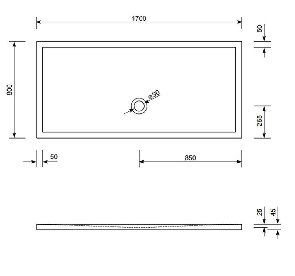Schröder Rechteckduschwanne Flat New E 170x80x2,5 cm