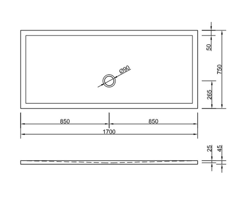 Schröder Rechteckduschwanne Flat New E 170x75x2,5 cm weiß