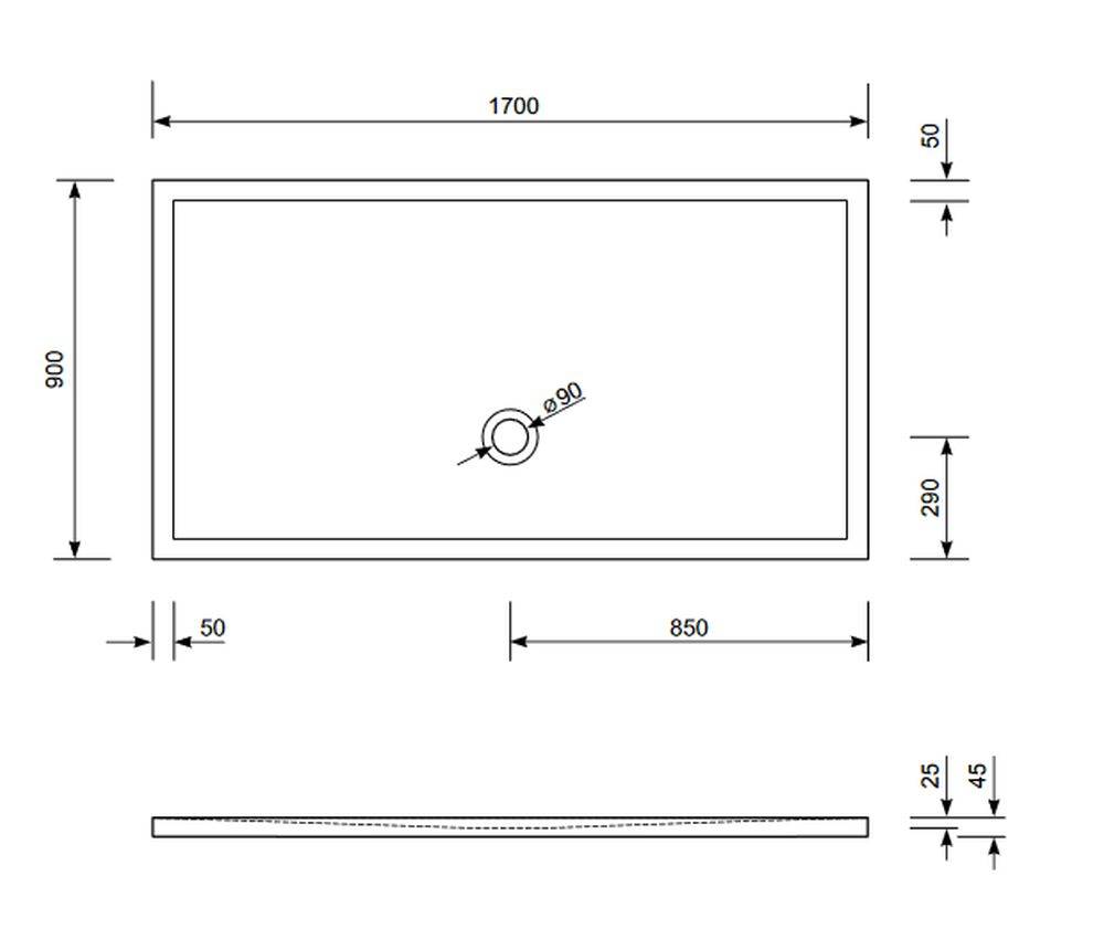 Schröder Rechteckduschwanne Flat New E 170x90x2,5 cm