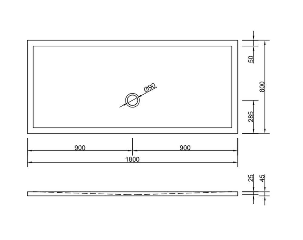 Schröder Rechteckduschwanne Flat New E 180x80x2,5 weiß