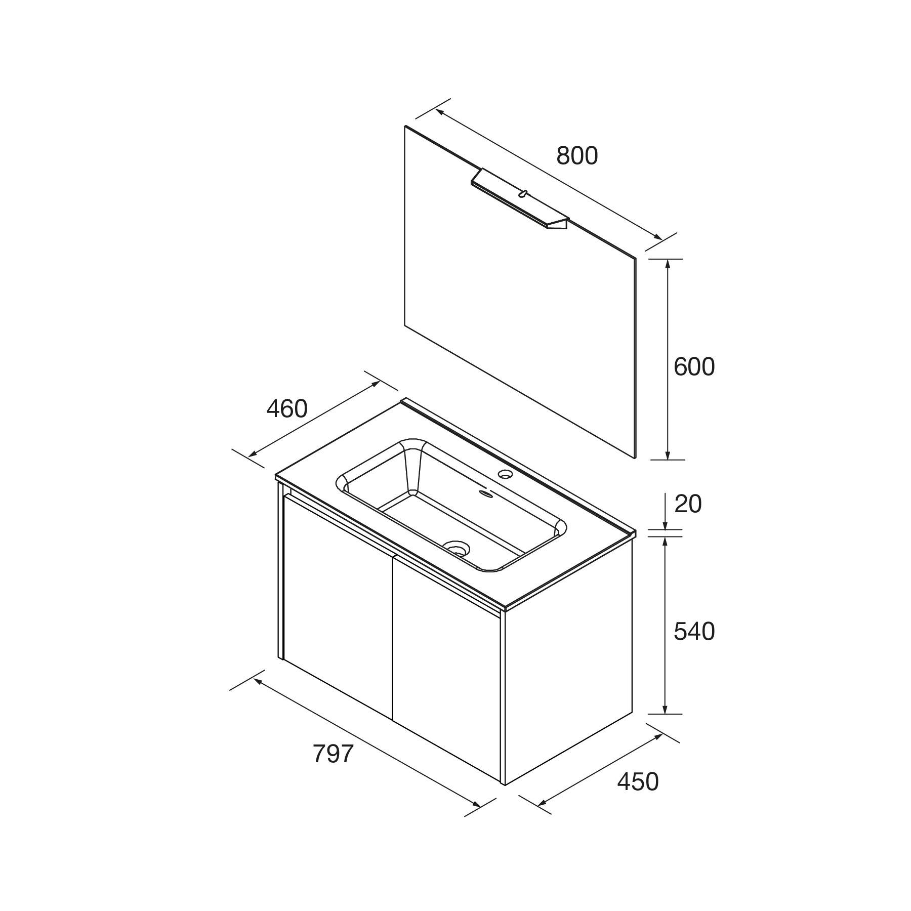 Salgar Noja Komplett-Set 800 2 Türen Nussbaum