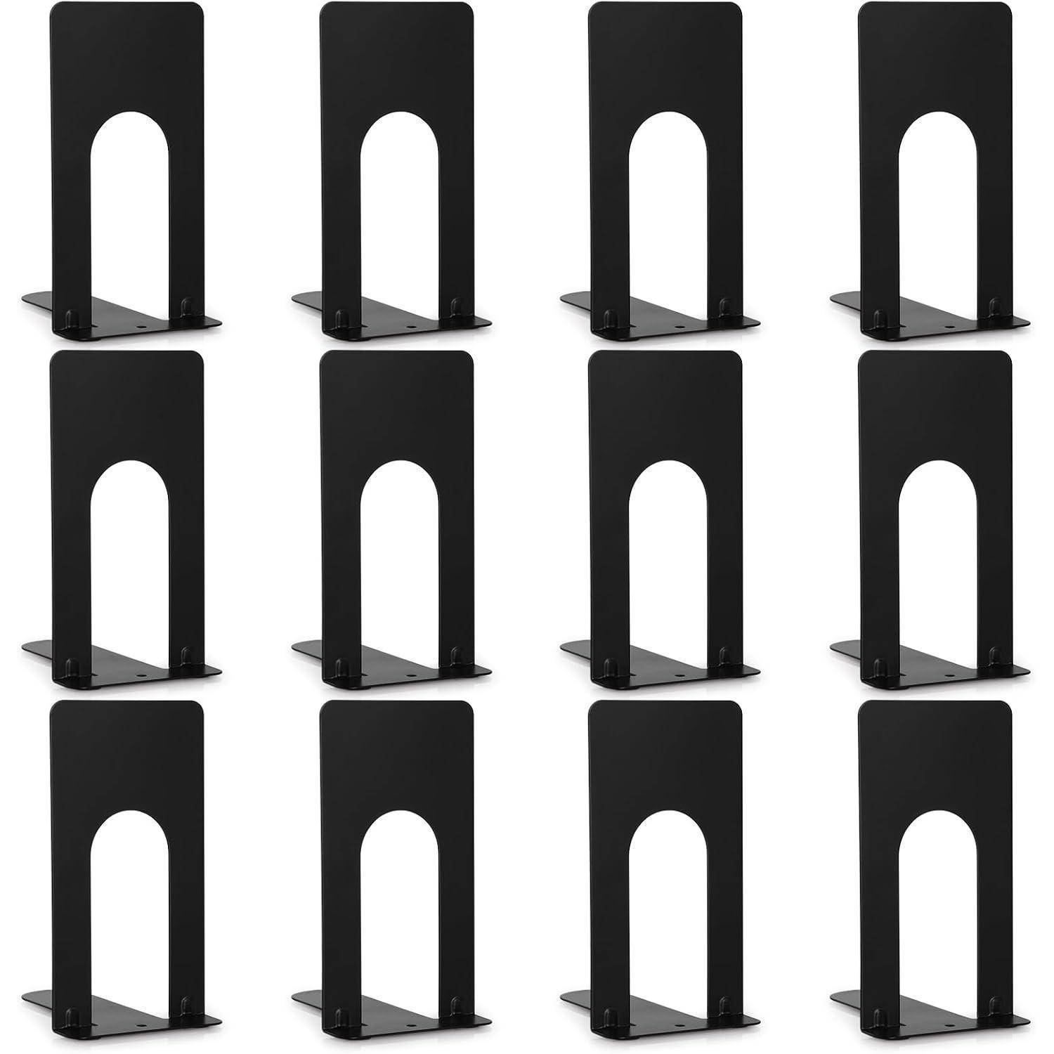 6er Set Metall Buchstütze Schwarz 69x100x130mm - Hochwertige Bücher