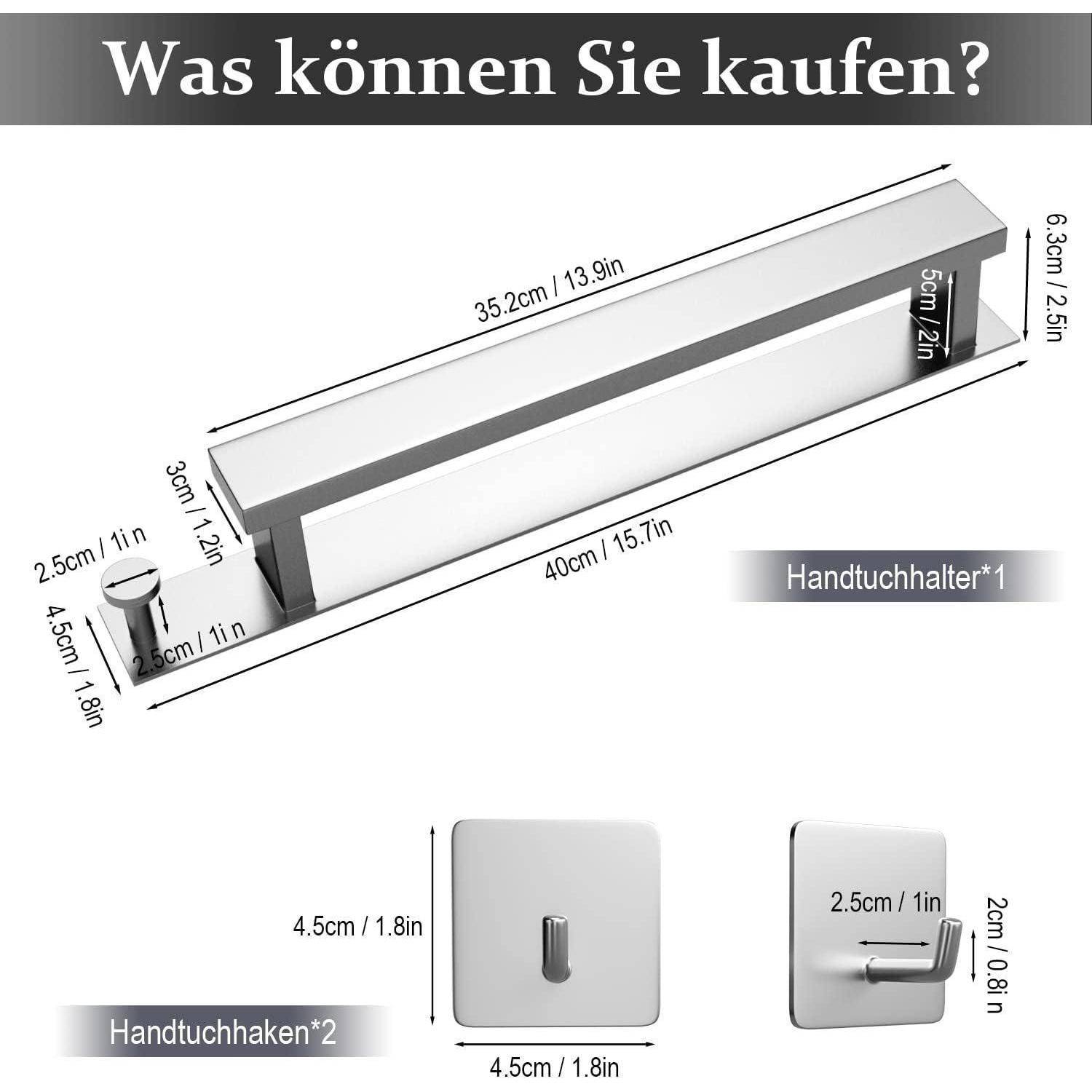 Handtuchhalter Ohne Bohren Selbstklebend Haken Bad Küche Silber