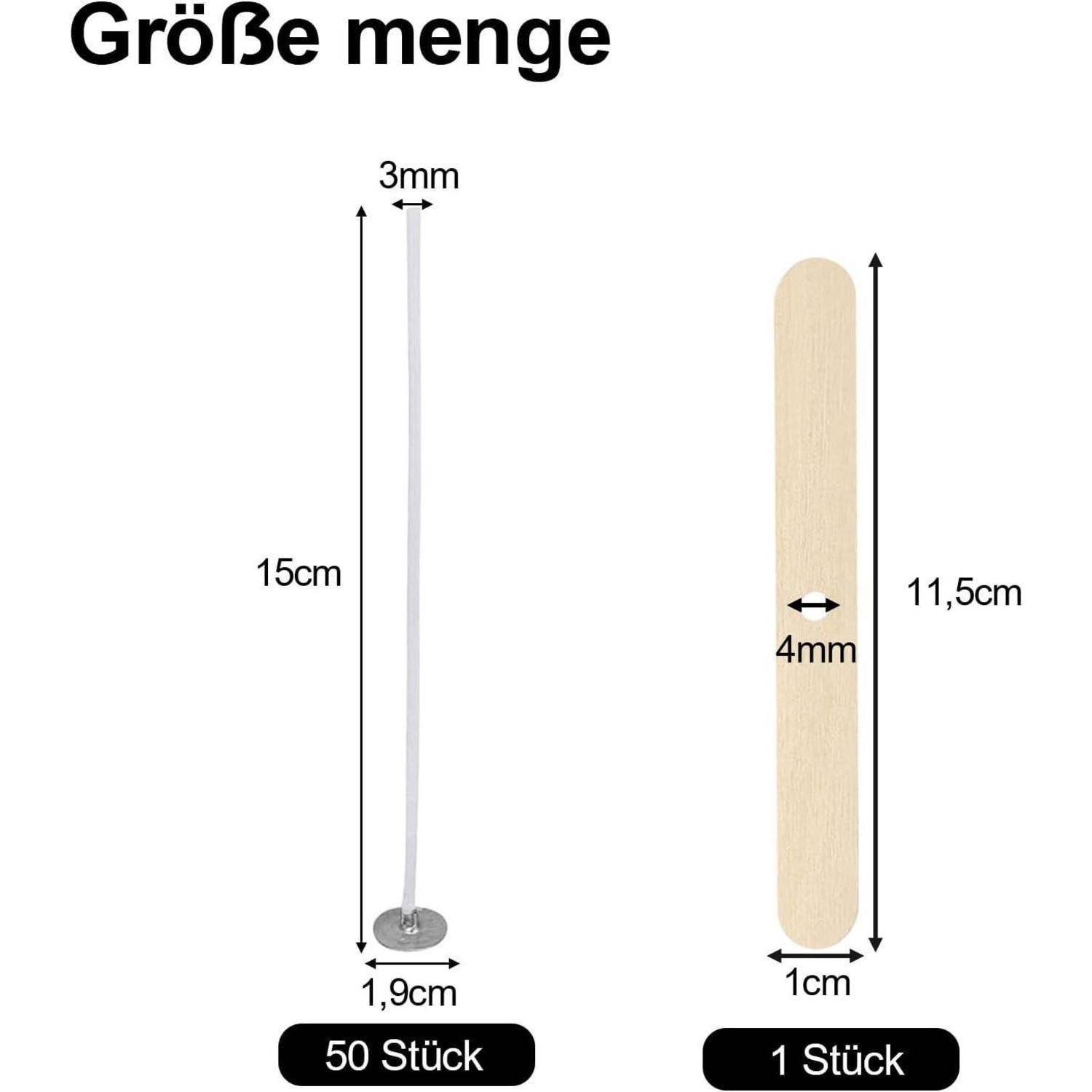 Das Bild zeigt einen Größenvergleich von zwei Gegenständen: ein 15 cm langer Wattestäbchen mit Metallbasis und ein 11,5 cm langer Holzstab.