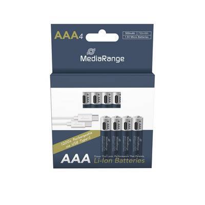 MediaRange Akku USB-C Li-ION AAA 1,5V 4St. Multimedia-Technik Akkus