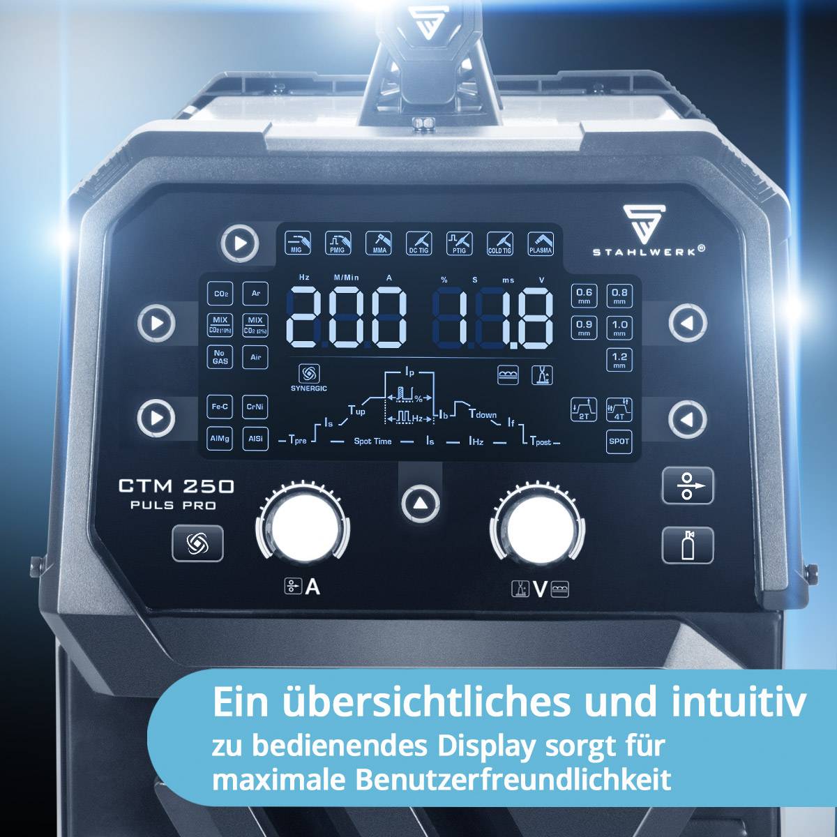 STAHLWERK 6-in-1 Schweißgerät mit Plasmaschneider CTM-250 PULS Pro 200 Ampere