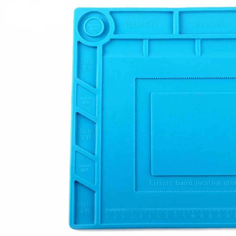 PCWork Lötmatte, Silikon Reparaturmatte, 390x270mm, magnetische Felder, hitzebeständig 450°C
