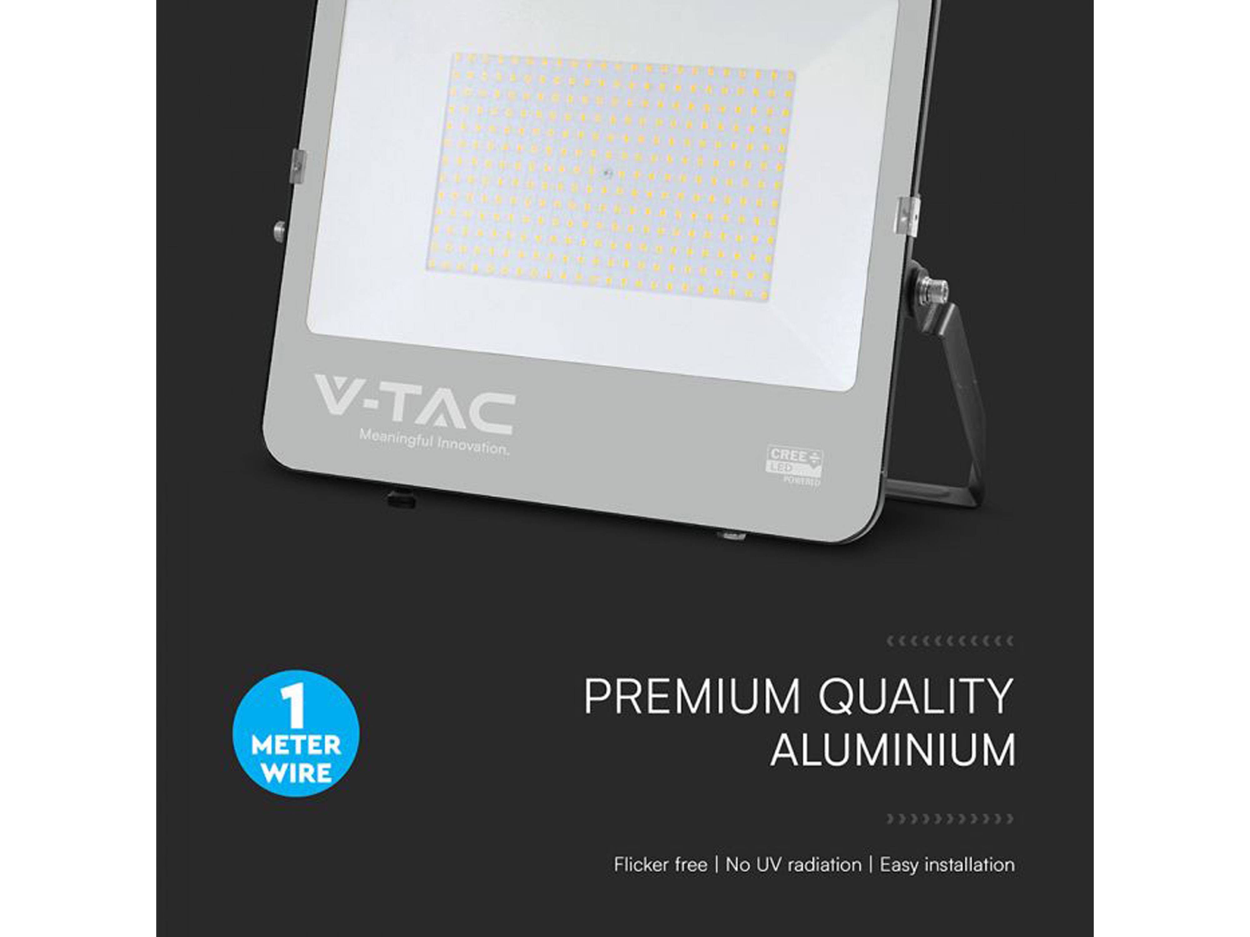 V-TAC LED-Fluter VT-44201, 200W, 4000K, EEK: D, 27000lm, neutralweiß, IP65, schwarz