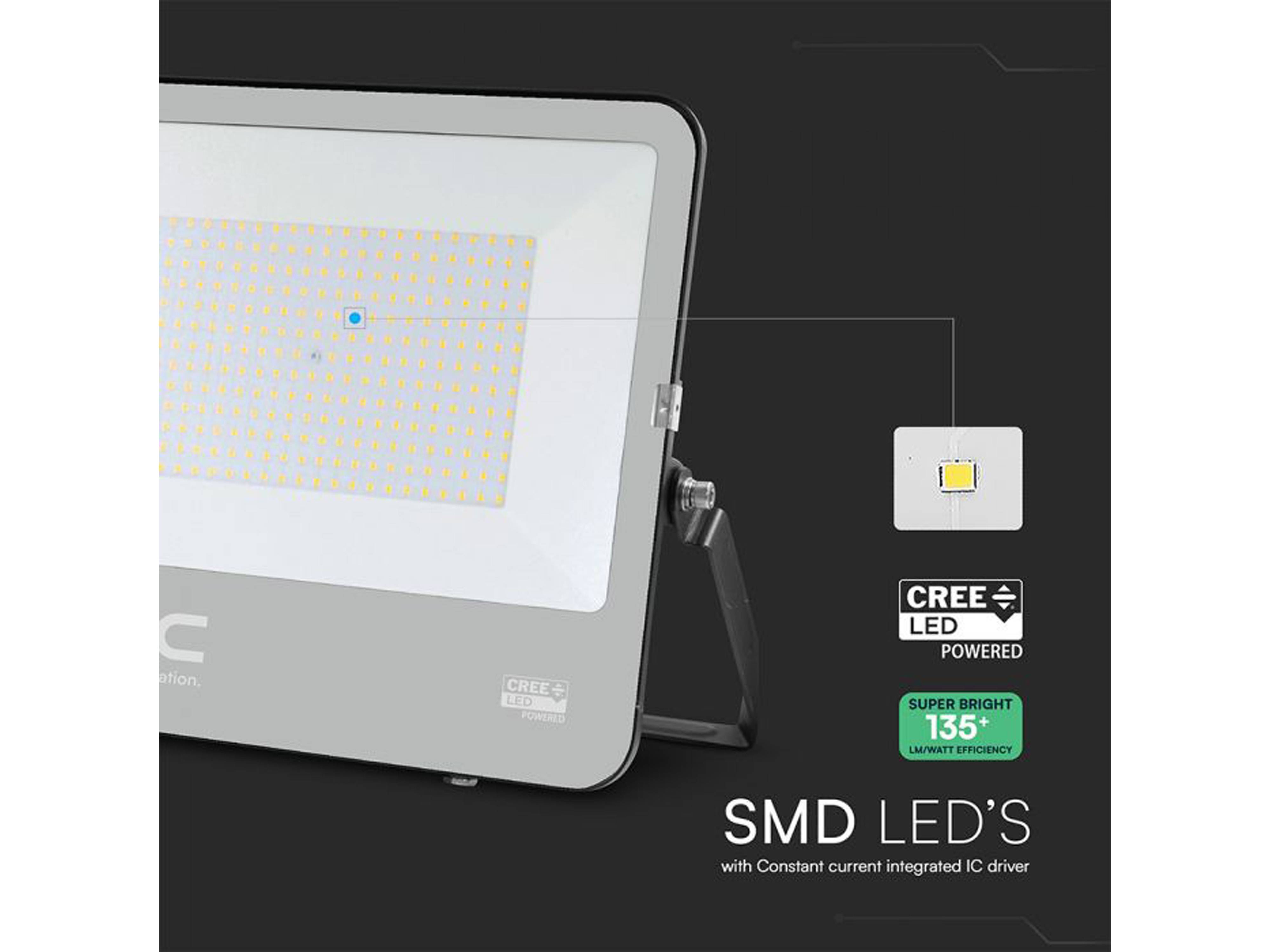 V-TAC LED-Fluter VT-44201, 200W, 4000K, EEK: D, 27000lm, neutralweiß, IP65, schwarz