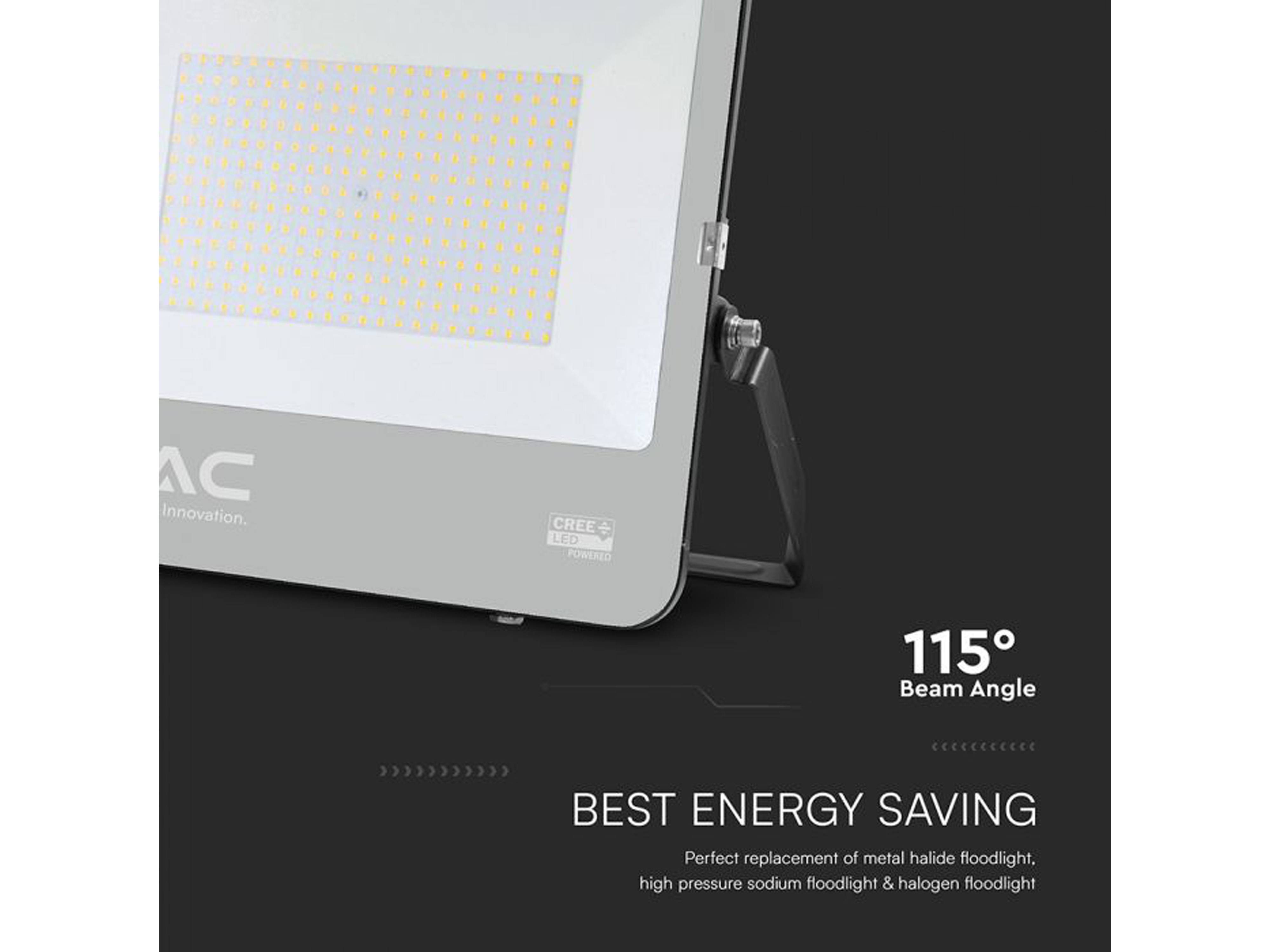 V-TAC LED-Fluter VT-44201, 200W, 4000K, EEK: D, 27000lm, neutralweiß, IP65, schwarz