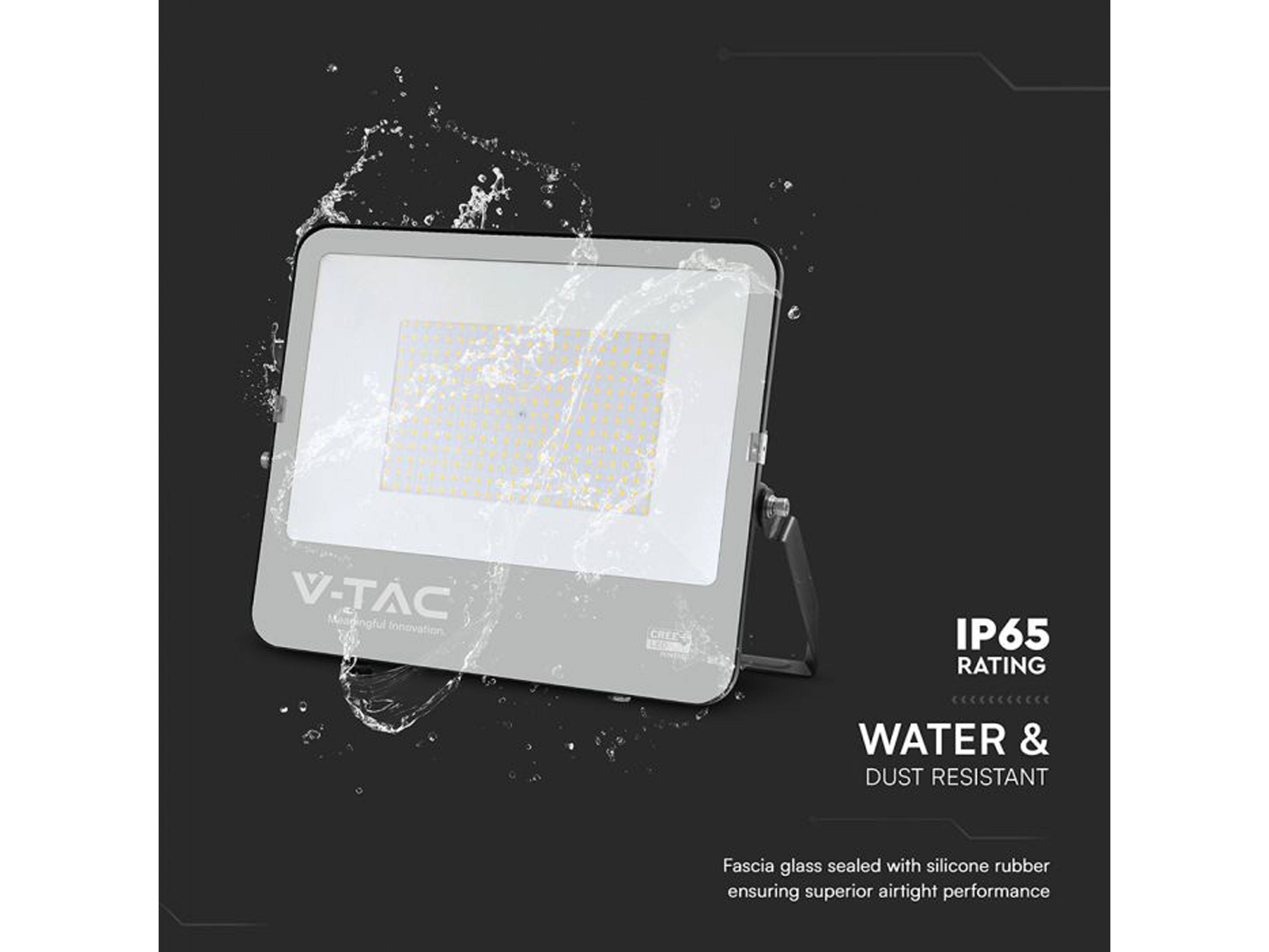 V-TAC LED-Fluter VT-44201, 200W, 4000K, EEK: D, 27000lm, neutralweiß, IP65, schwarz