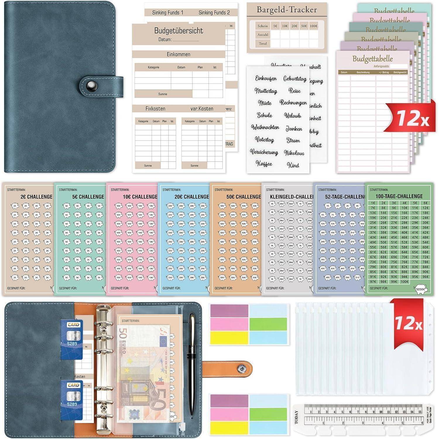 Budget Planner Deutsch Startset mit 8 Sparchallenges A6 Finanzplaner