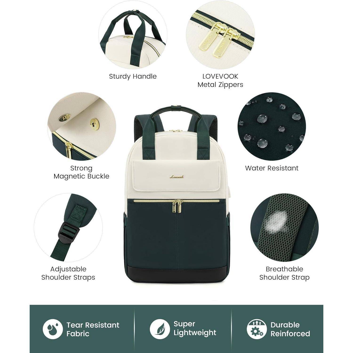 Rucksack Damen 15,6 Zoll Laptopfach Wasserdicht Uni Reise Büro Daypack