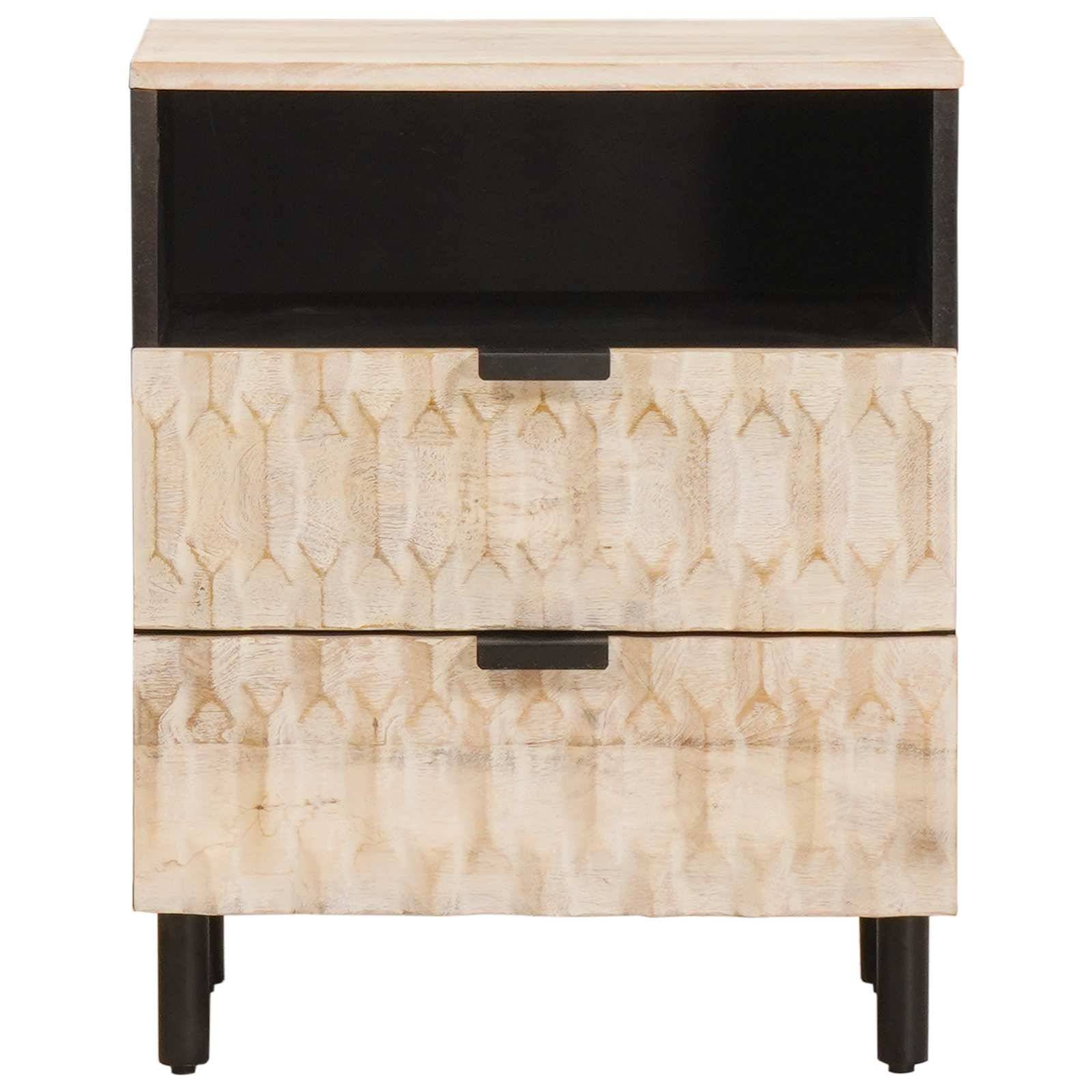 vidaXL Nachttisch mit Schubladen Weiß 50 x 33 x 60 cm Massivholz Mango