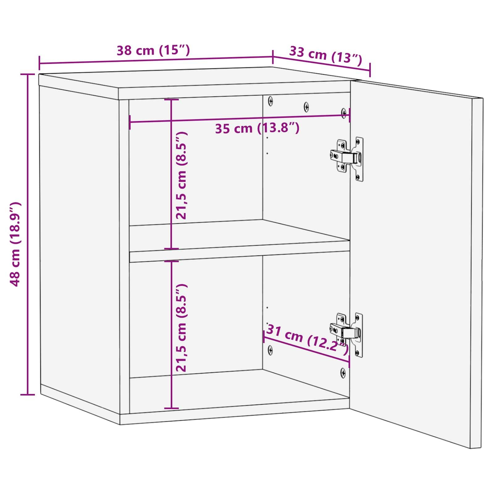 vidaXL Badezimmer Hängeschrank Braun 38 x 33 x 48 cm Massivholz Mango