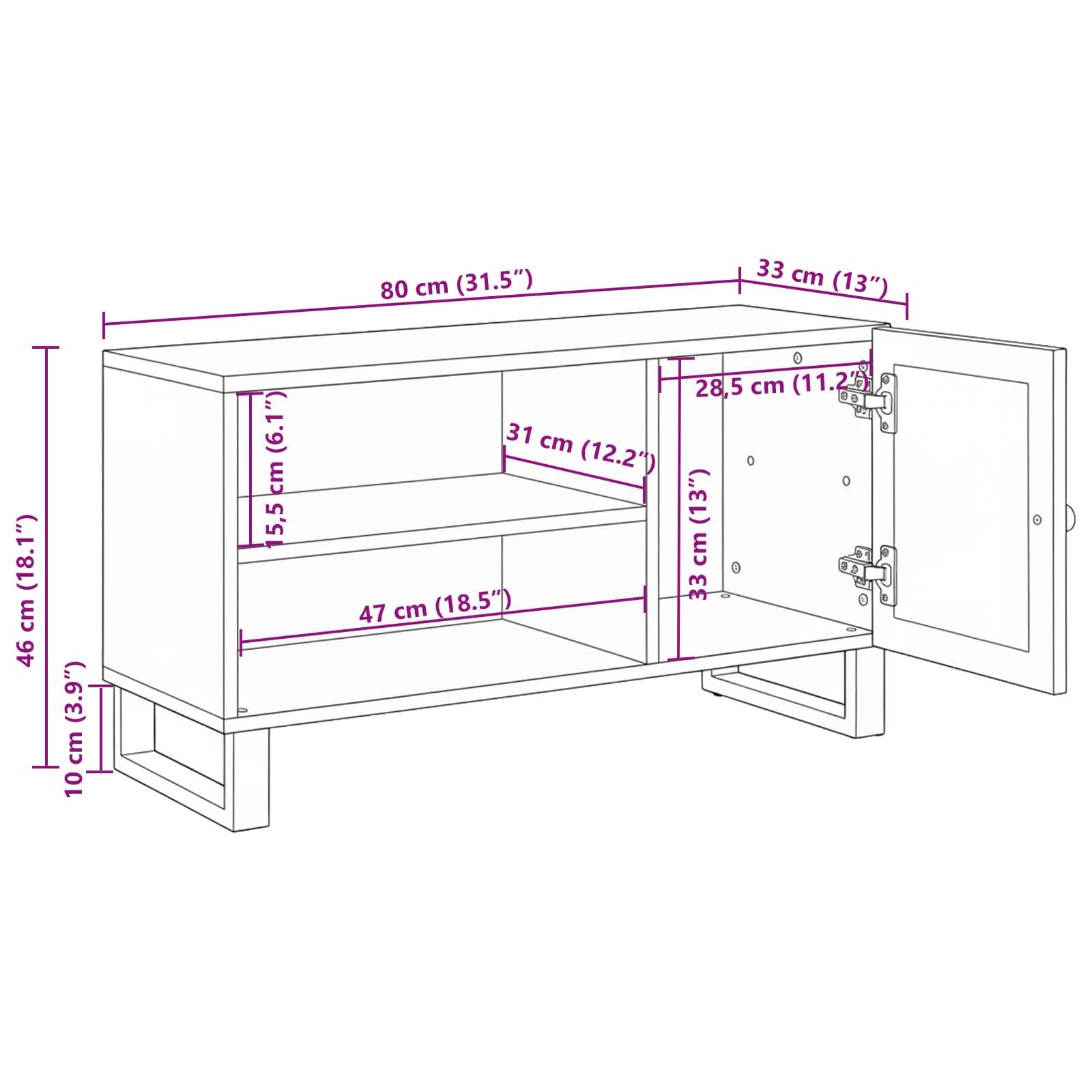 Ein Schrank mit Abmessungen: Breite 80 cm (31,5