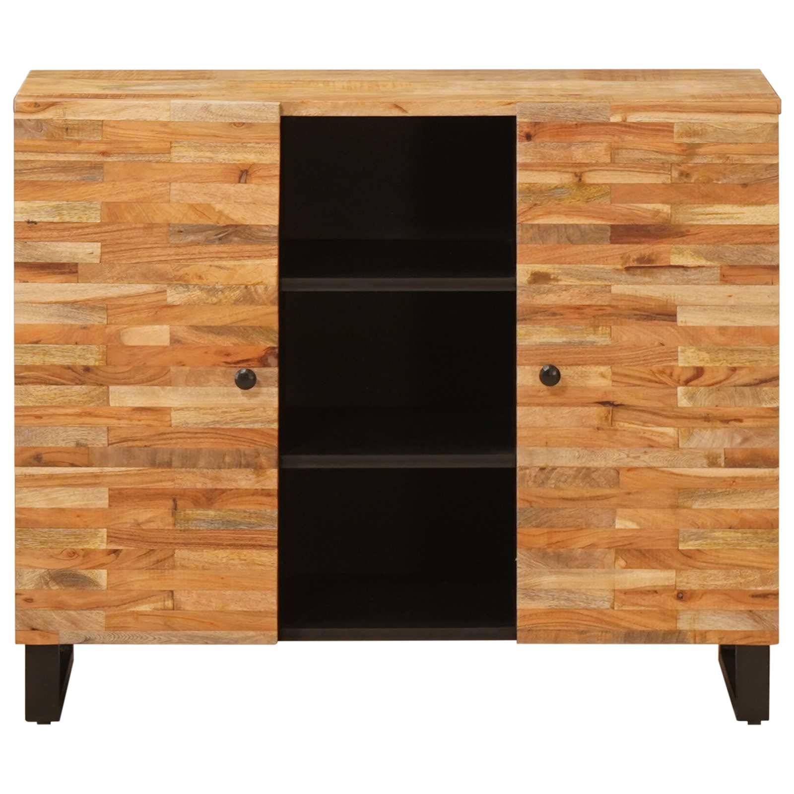vidaXL Seitenschrank mit Tür Braun 90 x 33 x 75 cm Massivholz Mango