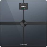 Digitale Waage zeigt 'MUSCLE - KG' und eine Anzeige von '58,8'. Der Markenname 'Withings' ist am unteren Rand sichtbar.