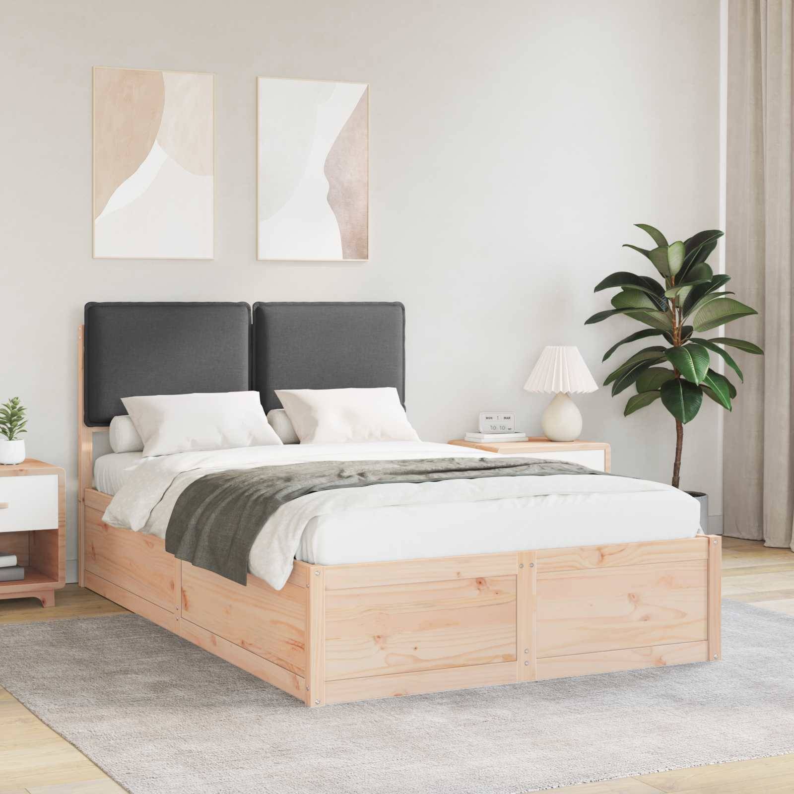 vidaXL Bettgestell mit gepolstertem Kopfteil Dunkelgrau 120 x 190 cm