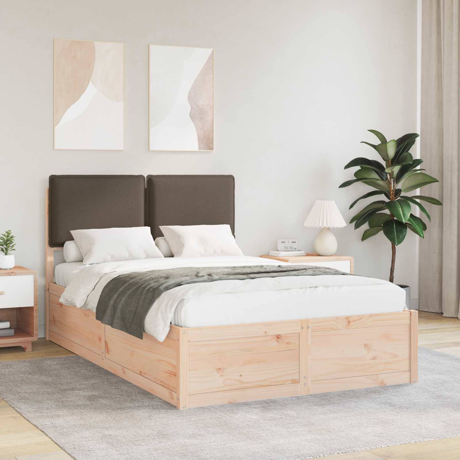 vidaXL Bettgestell mit gepolstertem Kopfteil Taupe 120 x 190 cm